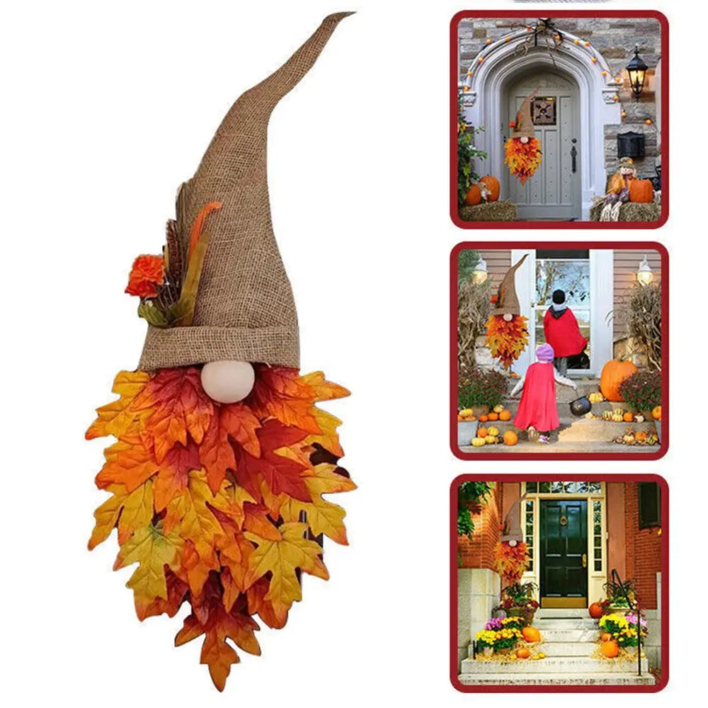 Maple Gnome Door Hanger – Fall Decor, 60×30×7 cm & Durable Fabric