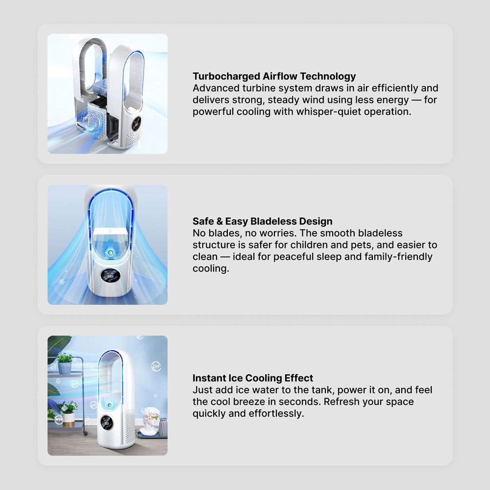 BowLift | Bladeless Portable Fan | Ultra-Quiet, Ergonomic Design & Ideal for Home and Office Use