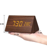 LED Smart Alarm Clock | Modern Voice-Controlled Wooden Design