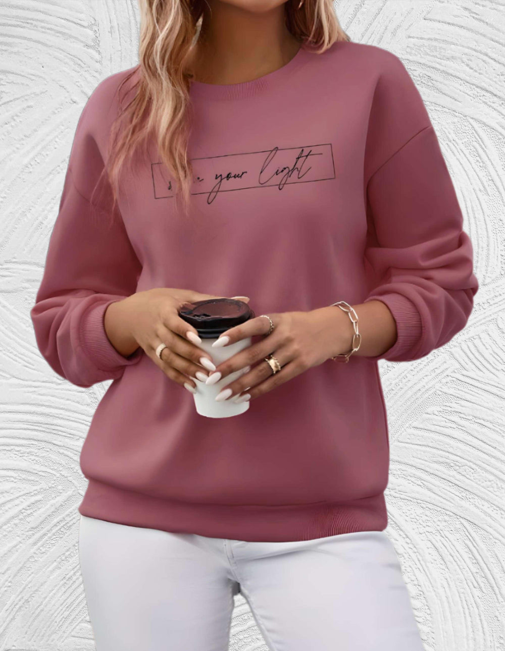 Oversized Women's Sweater with Crew Neck - Autumn Magic Luna