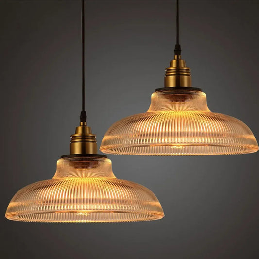 Glass Pendant Light – Ribbed Glass Design, Elegant Style & Hanging Lamp