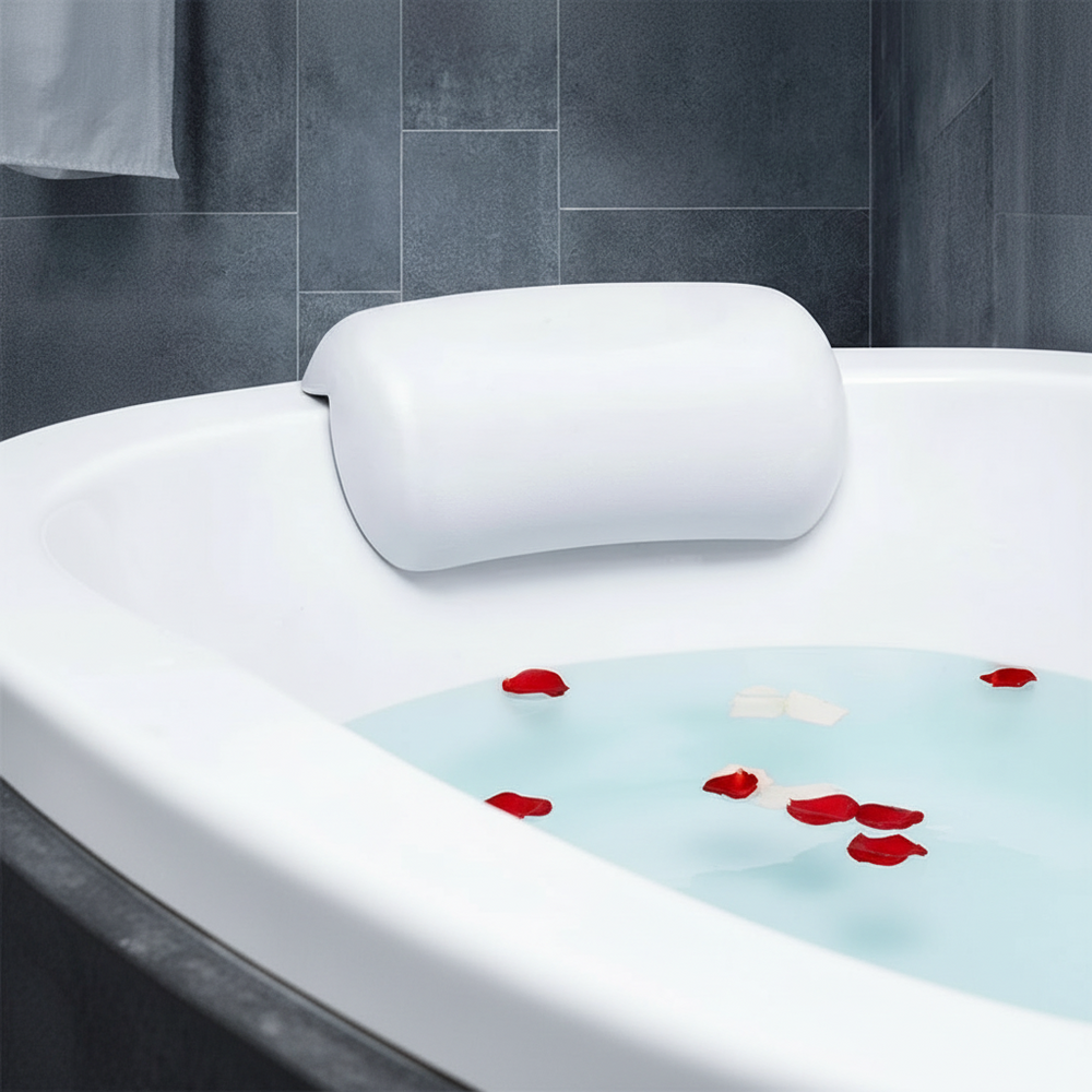 Ergonomic Bath Pillow – Non-Slip Grip, Water-Repellent Foam & Neck Support