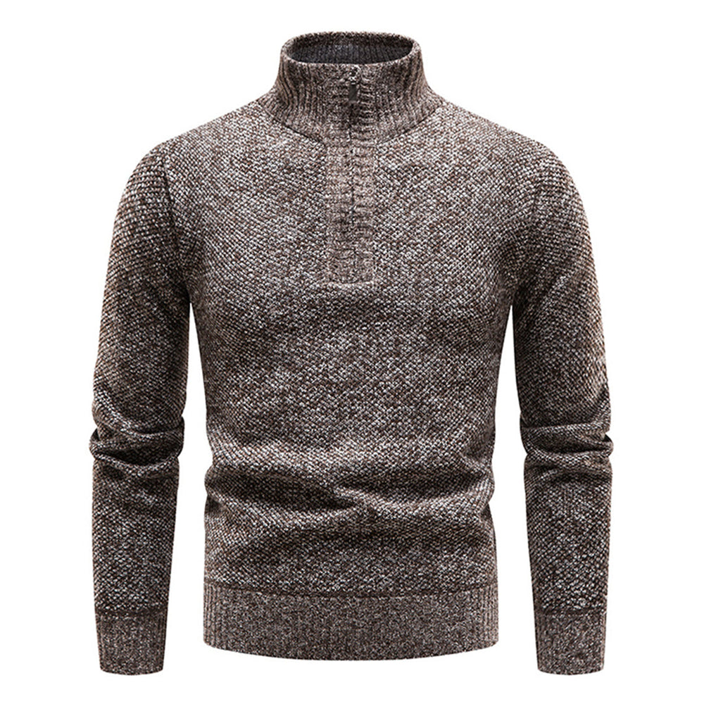 Knitted Men's Sweater with Half Zip - Cedric