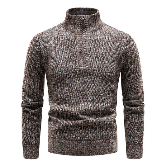 Knitted Men's Sweater with Half Zip - Cedric