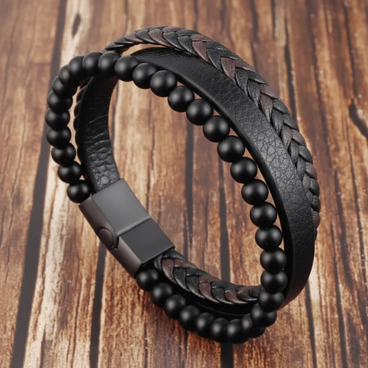 Stone Bead Bracelet – Natural Stone, Adjustable Fit & Unisex Design