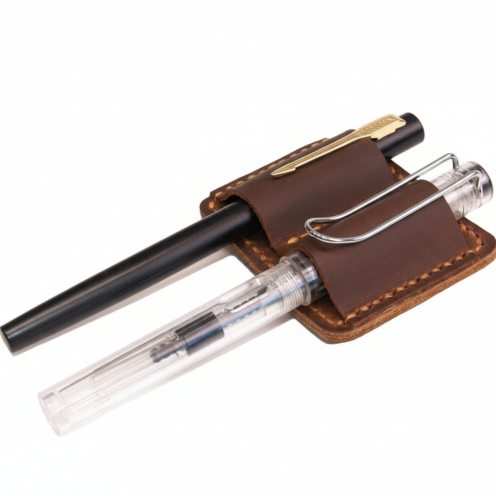 Pen Holder Leather Journal Clip Hand Stitched Full Grain Accessory