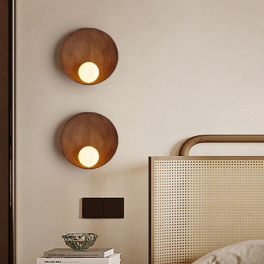 Round Wall Sconce – Resin & Iron Build, Frosted Glass & Minimalist Design