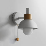 Nordic Wood Accent Wall Lamp | Minimalist Pull-Switch Light