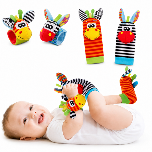 Baby Sensory Socks & Wristbands – Plush Fabric, Rattling Sound & 4-Piece Set