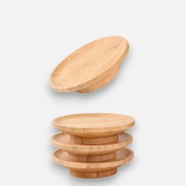 Set of 4 Bamboo Wine Glass Toppers - Eco-Friendly Drink Accessories