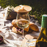Set of 4 Bamboo Wine Glass Toppers - Eco-Friendly Drink Accessories