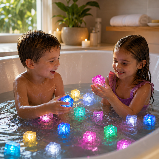 Light-Up Bath Toy Cubes – Waterproof, Water-Activated & Colorful LED Glow