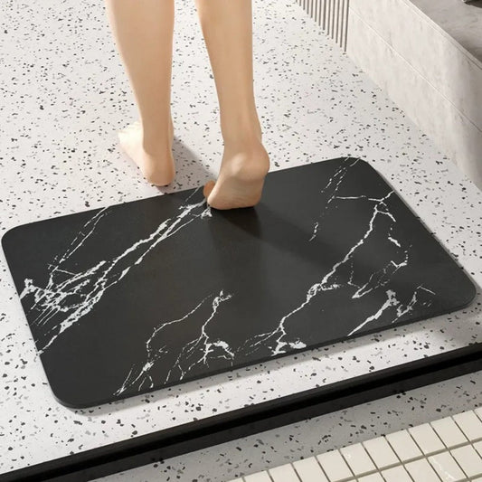 Diatom Stone Bathroom Mat – Quick-Dry, Non-Slip & Marble-Pattern Design