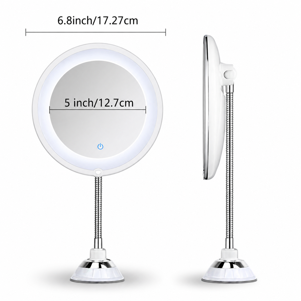 Bathroom Mirror – LED Lighted, Magnifying & Flexible Arm