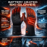 Heated Gloves Battery Powered Waterproof Touchscreen Winter Gloves