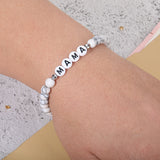 Beaded Bracelet Mothers Day Gift Name Letter Stretch Jewelry
