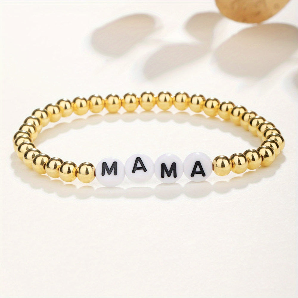Beaded Bracelet Mothers Day Gift Name Letter Stretch Jewelry