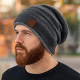 Beanie Winter Hat Knit Acrylic Lined Slouch Style