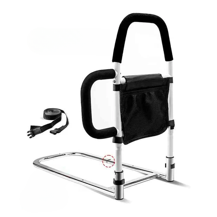Bed Rail Assist Handle – Adjustable Height, Padded Grip & Storage Mesh Pocket