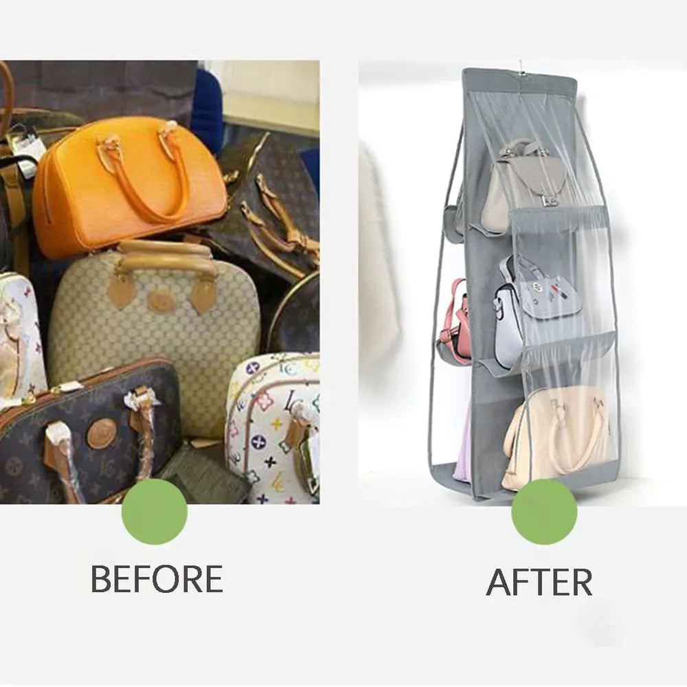 "Beidseitige Hängende Aufbewahrungstasche – Sechsschicht Handtaschen-Organizer für Platzsparende Aufbewahrung" 

This optimized title includes relevant keywords while maintaining clarity and appeal for potential customers.