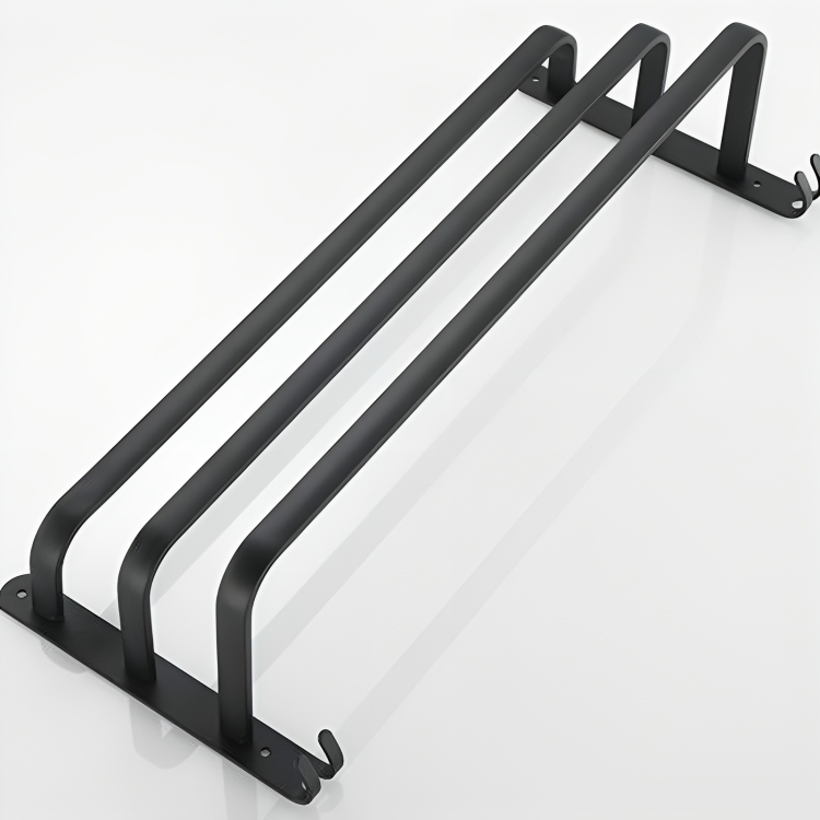 Wall-Mounted Towel Rack – No-Drill Aluminum, Matte Black & 2 or 3 Bars in 40/60cm