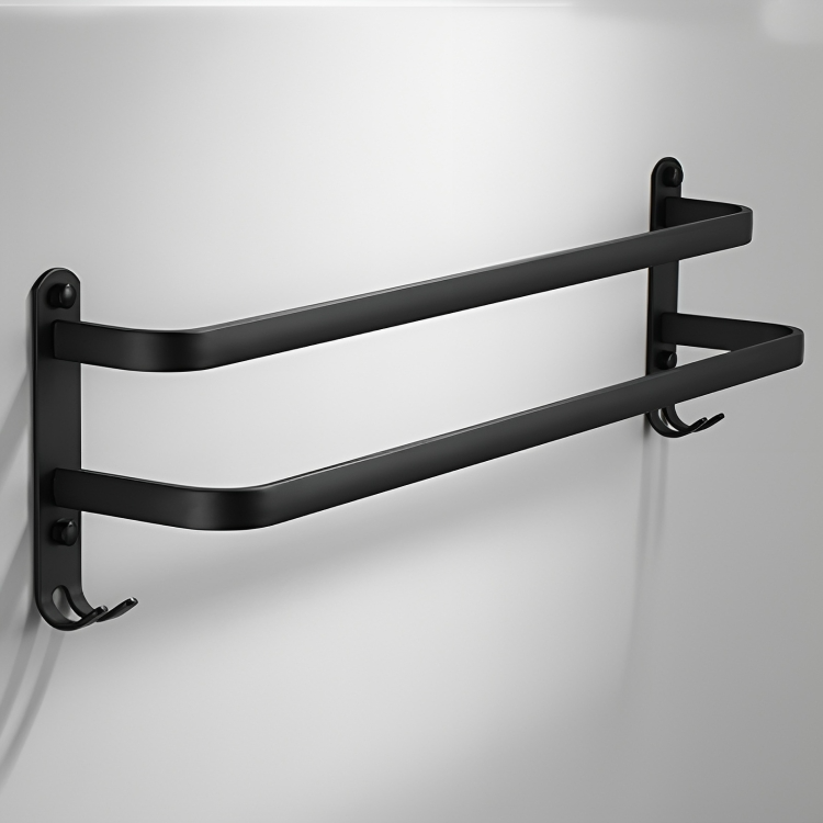 Wall-Mounted Towel Rack – No-Drill Aluminum, Matte Black & 2 or 3 Bars in 40/60cm