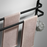 Wall-Mounted Towel Rack – No-Drill Aluminum, Matte Black & 2 or 3 Bars in 40/60cm