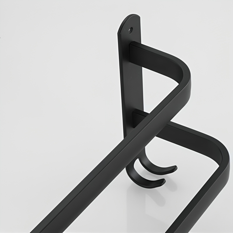 Wall-Mounted Towel Rack – No-Drill Aluminum, Matte Black & 2 or 3 Bars in 40/60cm