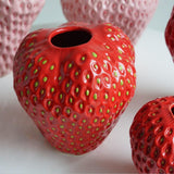 Strawberry Ceramic Vase – Glazed Finish, 3 Sizes & Pink/Red