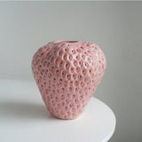 Strawberry Ceramic Vase – Glazed Finish, 3 Sizes & Pink/Red
