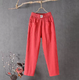Livia Linen Pants – Red