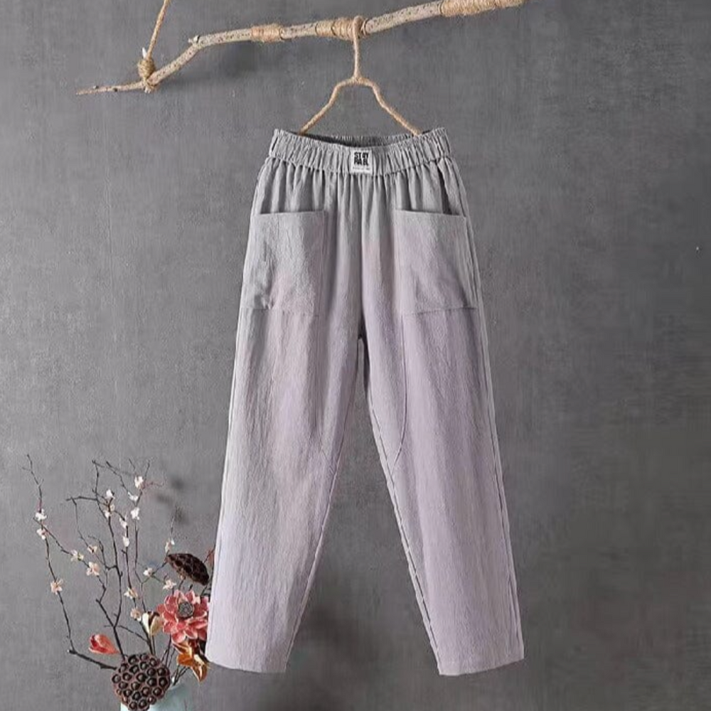 Livia Linen Pants – Gray
