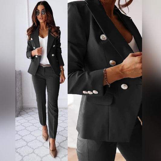 Isabella – Trendy Blazer & Pantsuit Set – Black