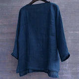 Lino Linen Blouse - Navy Blue back