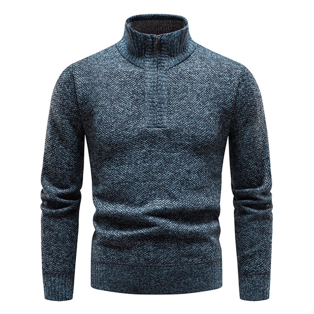 Knitted Men's Sweater with Half Zip - Cedric