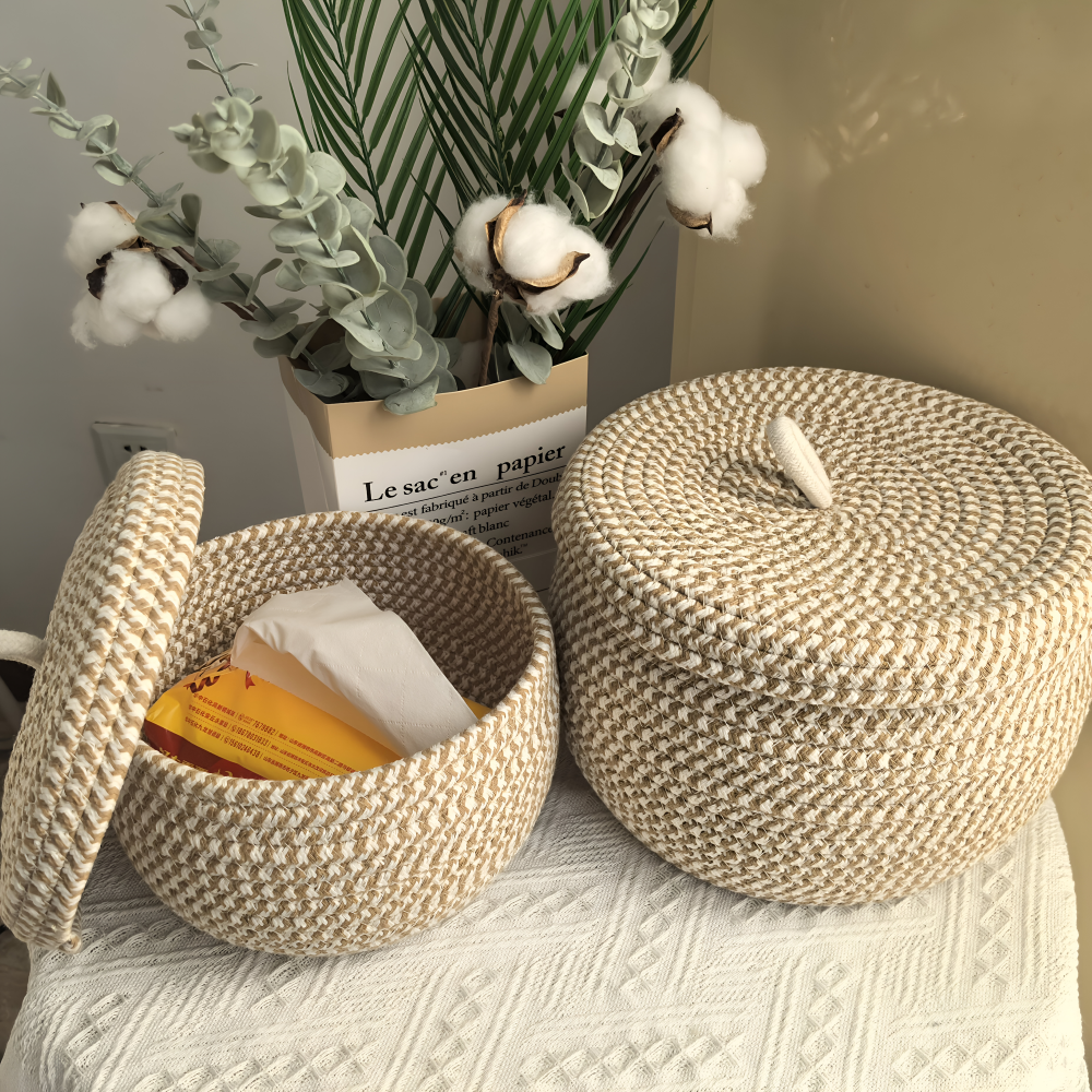 Enhanced Product Title: **Boho Rund Design Gewebter Aufbewahrungskorb mit Deckel – Stilvoller Korb für Ordnung und Dekoration** 

This title includes relevant keywords for better visibility while maintaining clarity and appeal for potential buyers.
