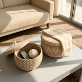 Enhanced Product Title: **Boho Rund Design Gewebter Aufbewahrungskorb mit Deckel – Stilvoller Korb für Ordnung und Dekoration** 

This title includes relevant keywords for better visibility while maintaining clarity and appeal for potential buyers.