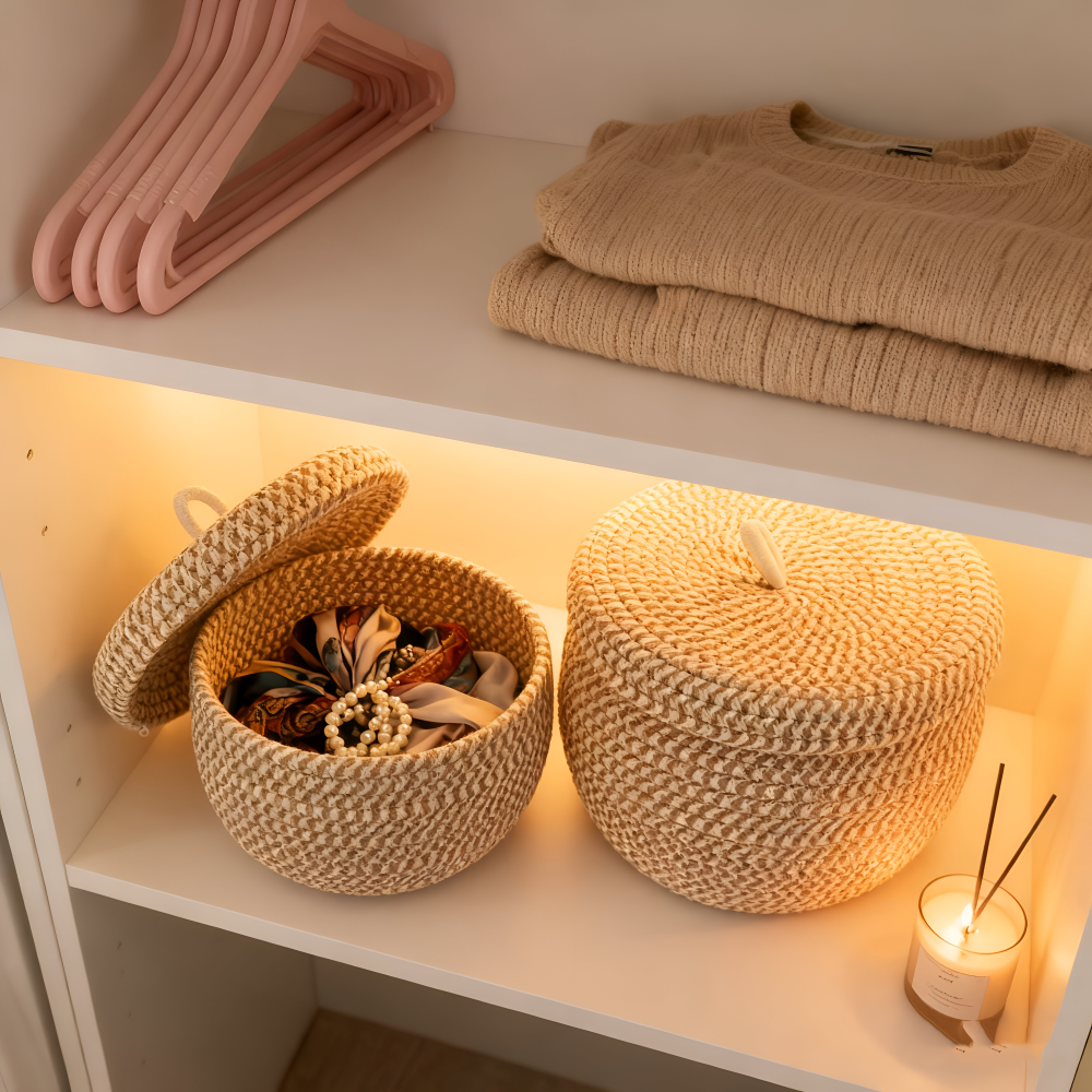 Enhanced Product Title: **Boho Rund Design Gewebter Aufbewahrungskorb mit Deckel – Stilvoller Korb für Ordnung und Dekoration** 

This title includes relevant keywords for better visibility while maintaining clarity and appeal for potential buyers.