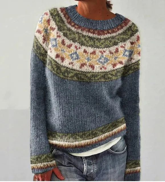 SILVIA Retro Pullover Sweater - Vintage-Inspired Knitwear for Women