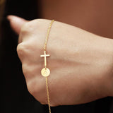 Bracelet Mothers Day Cross Initial Adjustable Chain Jewelry Gift