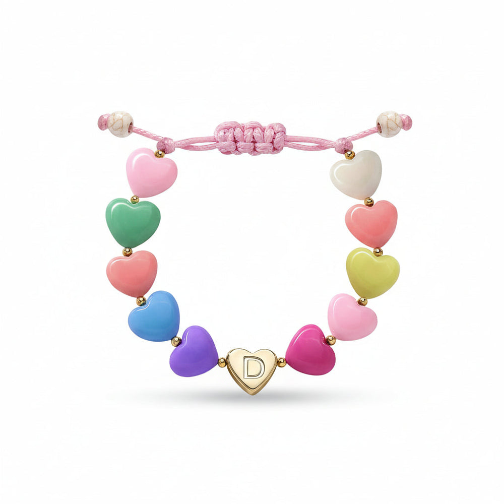 Bracelet Mothers Day Personalized Heart Beaded Adjustable Initial Gift