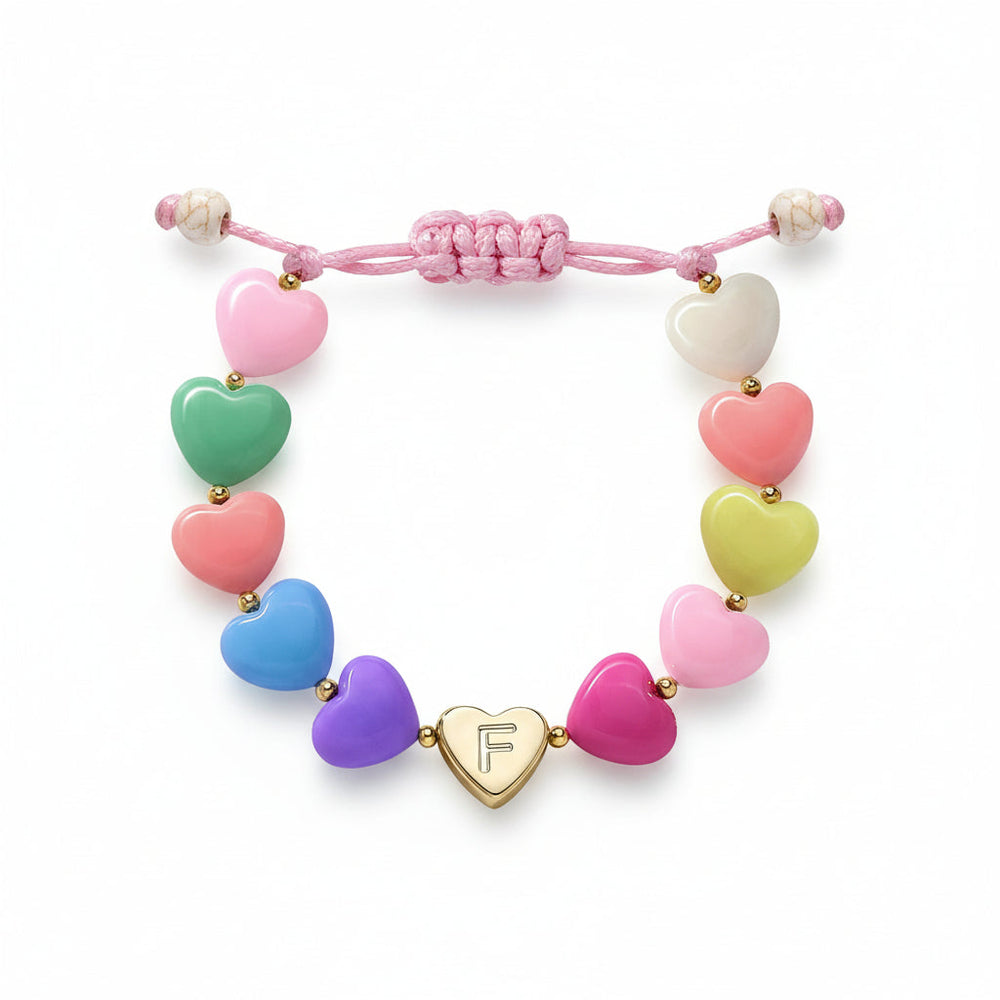 Bracelet Mothers Day Personalized Heart Beaded Adjustable Initial Gift