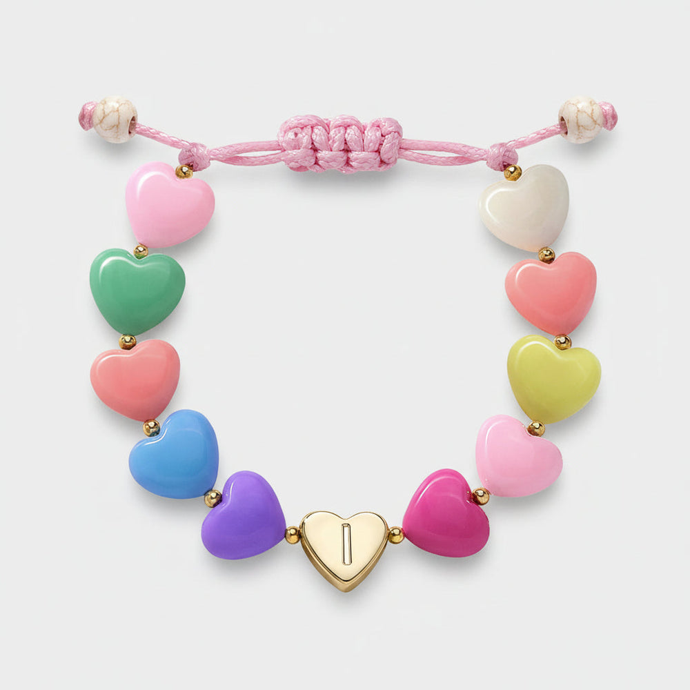 Bracelet Mothers Day Personalized Heart Beaded Adjustable Initial Gift