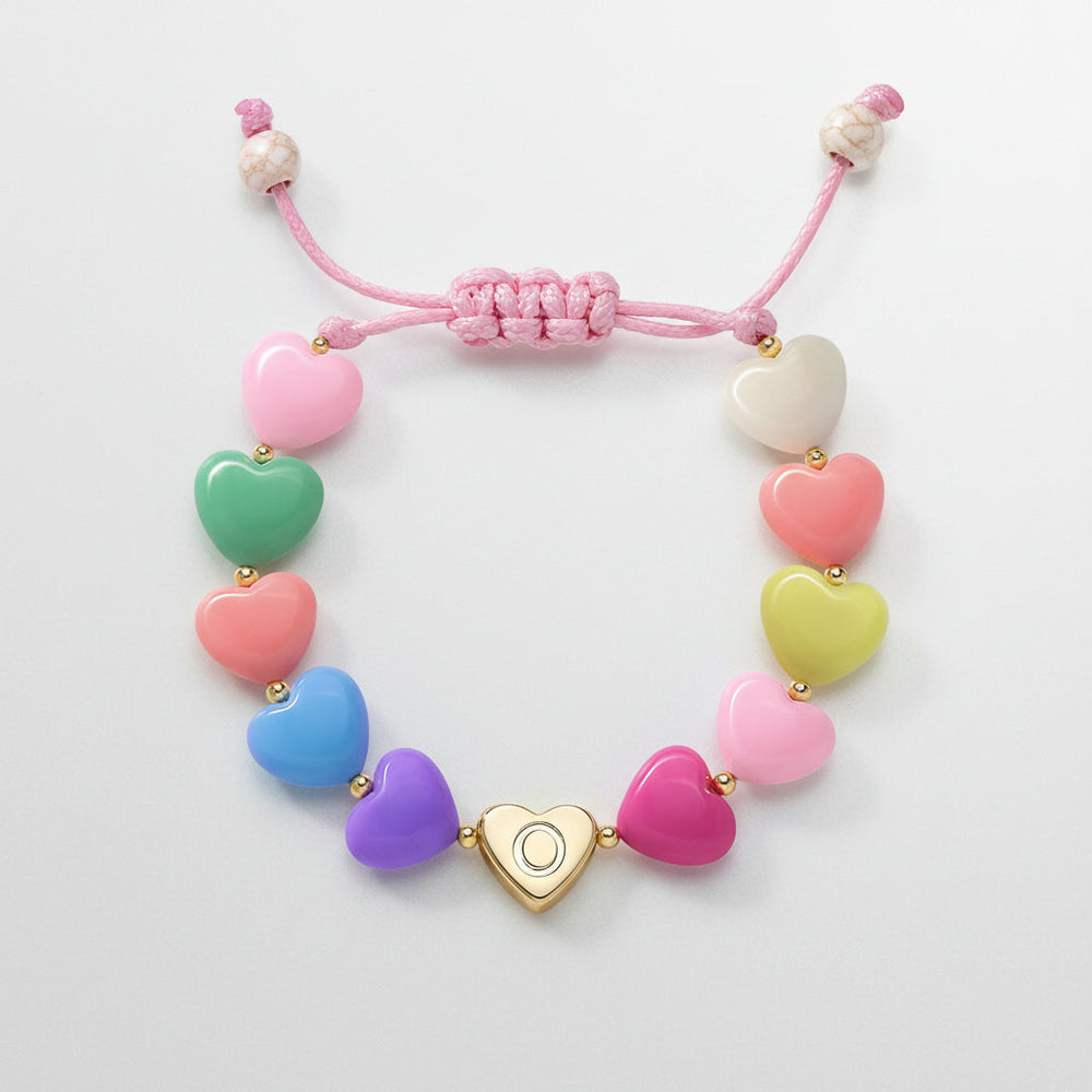 Bracelet Mothers Day Personalized Heart Beaded Adjustable Initial Gift