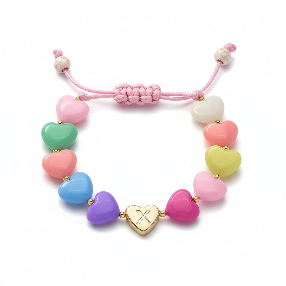 Bracelet Mothers Day Personalized Heart Beaded Adjustable Initial Gift