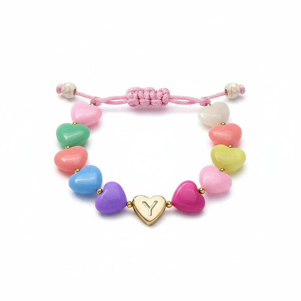 Bracelet Mothers Day Personalized Heart Beaded Adjustable Initial Gift