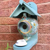 Hand-Painted Teapot Birdhouse – Weatherproof Resin, 22×15×25cm & Hanging Garden Decor