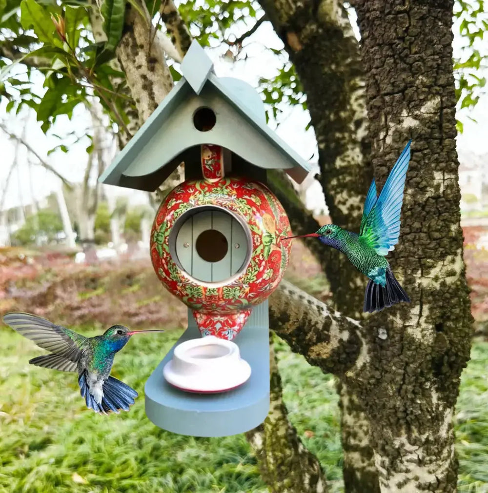 Hand-Painted Teapot Birdhouse – Weatherproof Resin, 22×15×25cm & Hanging Garden Decor