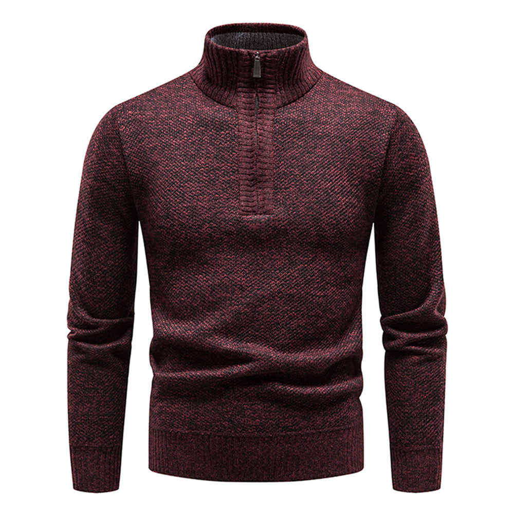 Knitted Men's Sweater with Half Zip - Cedric