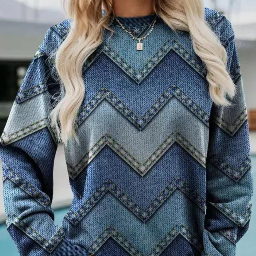 Knitted Women's Sweater with Chevron Pattern – Ylva - 5
